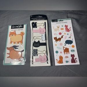 Cat-Themed Office Set 3 pc Cat Themed Stationery Set NWT